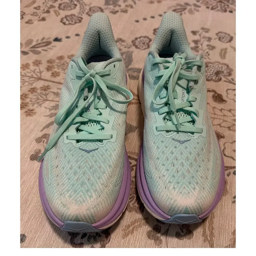 HOKA Clifton 9 Women's Running Shoes Size 8.5 B Sunlit Ocean Lilac Mist Mint